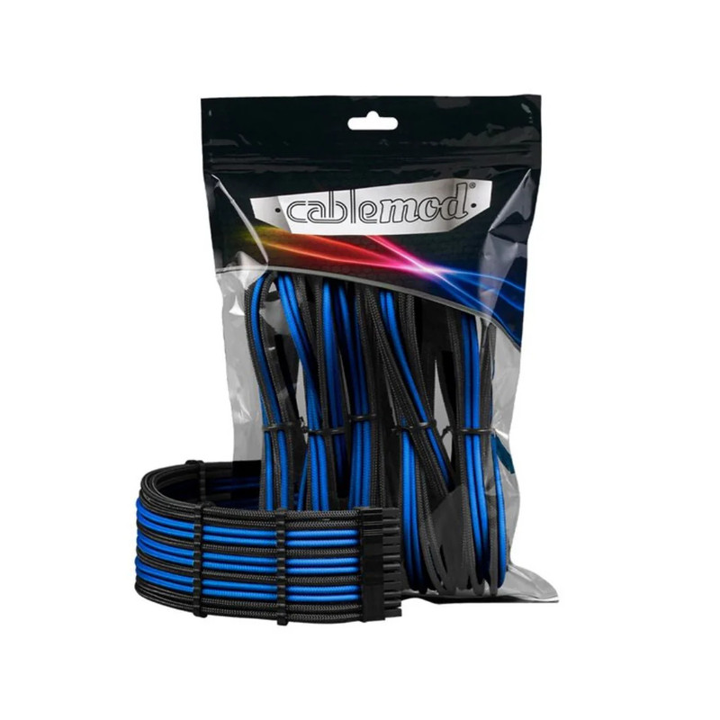 CableMod Pro ModMesh Sleeved 12VHPWR StealthSense Cable Extension Kit (Black & Blue, 16-pin to Triple 8-pin) - كابل